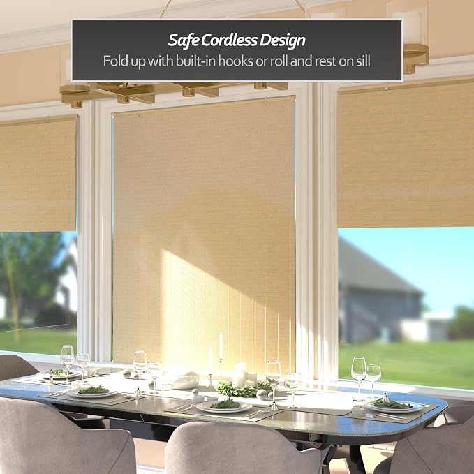 Red Lantern Matchstick Cordless Window Shade - Natural, 48" Wide