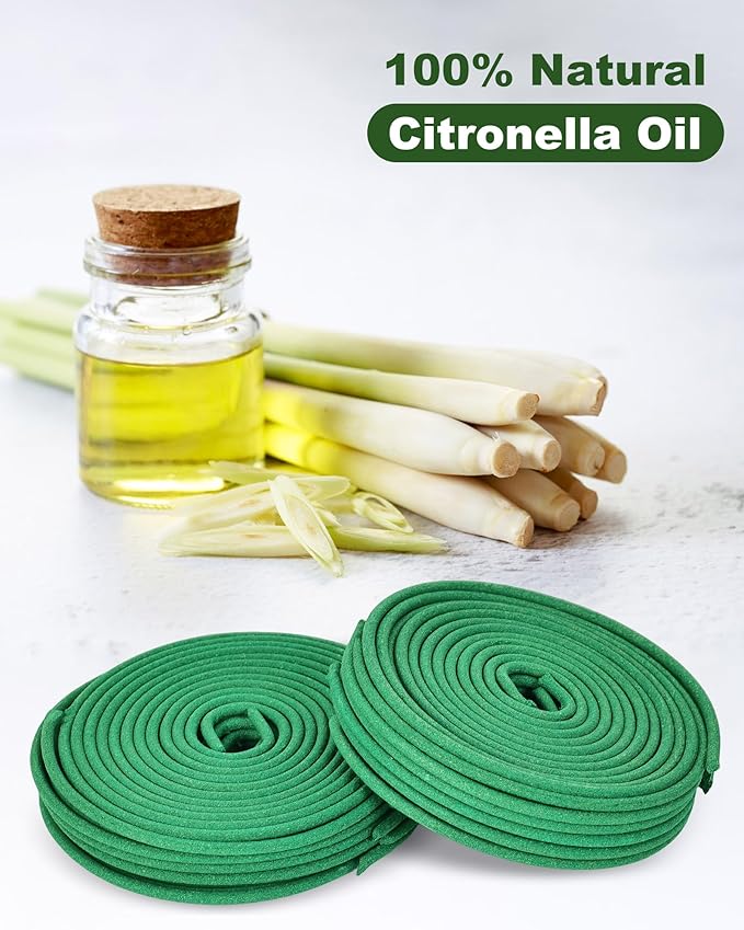 Citronella Incense Coils Outdoor - Each Burns for 5-7 Hours (Contains 48 coils & 2 Stands)