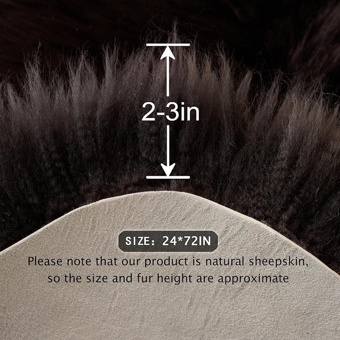 Premium Genuine Sheepskin Area Ruge - Real Wool Fur Shaggy Carpet | Fluffy Soft Natural Lambskin Rug Seat Chair Covers for Couch Sofa Bedroom Living Room(Coffee,2×6 Feet Sheepskin)