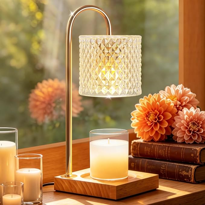 TigQiang Candle Warmer Lamp with Timer Dimmer, Birthday Gifts for Women Mom, House Warming Gifts, Elegant New Home Decor, Wax Warmer for Jar Candles, Heater Lamp for Scented Wax, Clear Glass