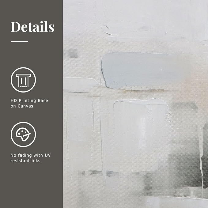 SAFERRYHOME Abstract Wall Art Modern Grey Black Framed Large Canvas Paintings for Living Room Bedroom Office Decor,Ready to Hang, 24x36 Inches, Set of 2