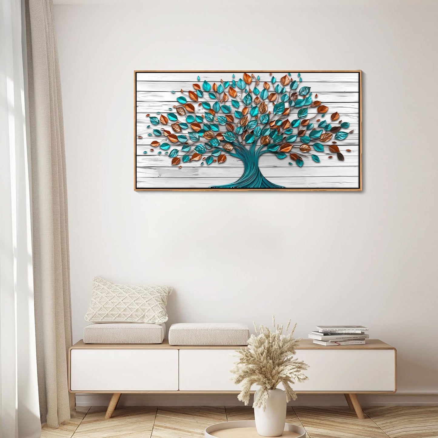 Mofutinpo Tree of Life Wall Art Living Room Framed Art Work for Wall Decor Canvas Painting, Green Office Pictures for Bedroom Wall Decor Kitchen Artwork Wall Prints 20×40IN