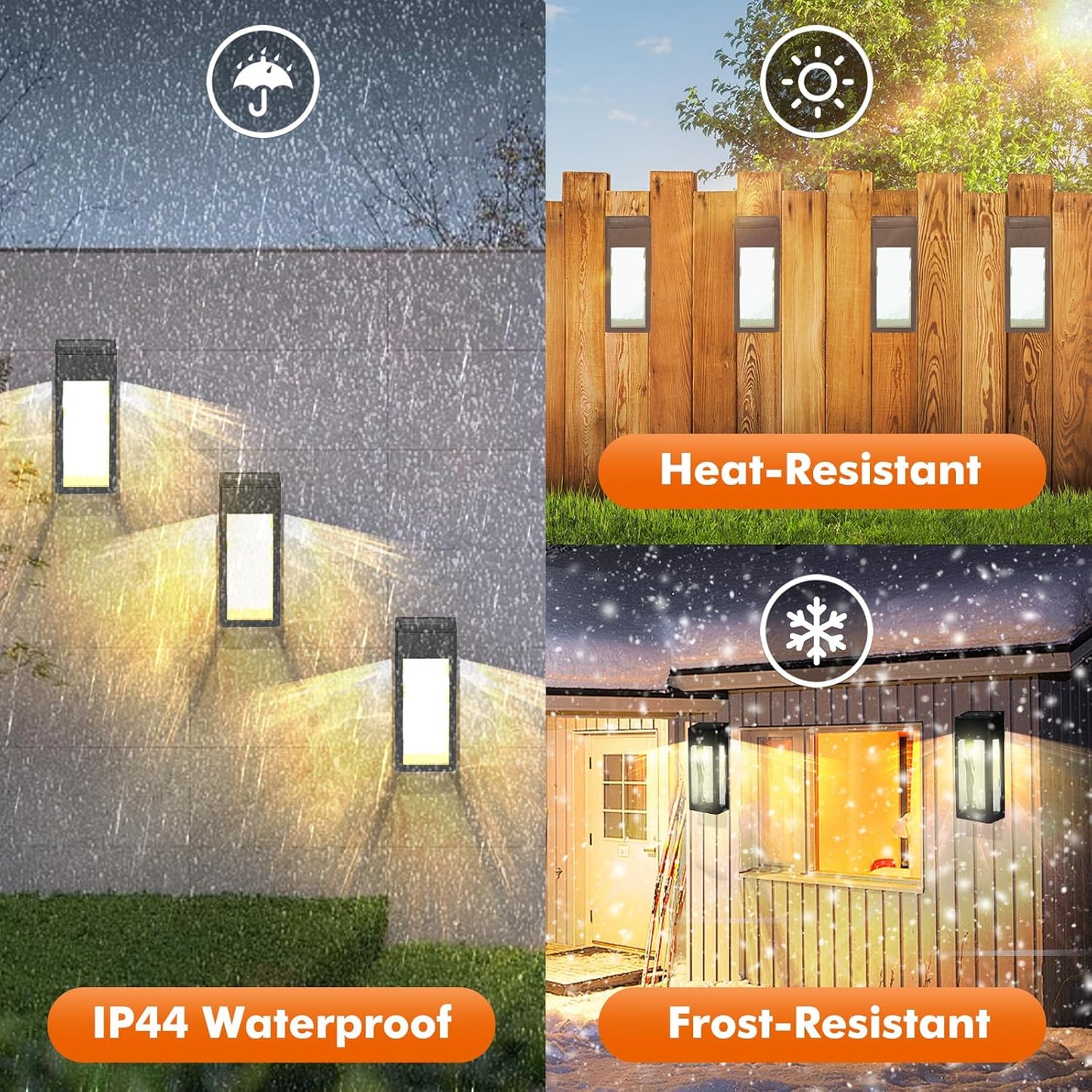 Solar Outdoor Lights, 4 Pack Textured Glass Solar Wall Lights for Yard, Fence, Porch and Garage with 2 Modes, Body in Aluminum and Waterproof