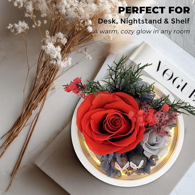 Flowers, Roses Gift - Preserved Flowers & Preserved Roses Gift for Women, Rose Arrangement that Lasts Forever – Birthday Gift for Women,Mother’s Day &Valentine, Flower for Delivery- Ruby red