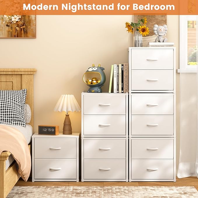 DAOUTIME 3-Pack Stackable Storage Drawers (6 Drawers Total), White Closet Organizer for Clothes, Stackable Drawer Dresser for Closet, Stackable Drawers for Bedroom, Living Room, Pantry, Under Bed