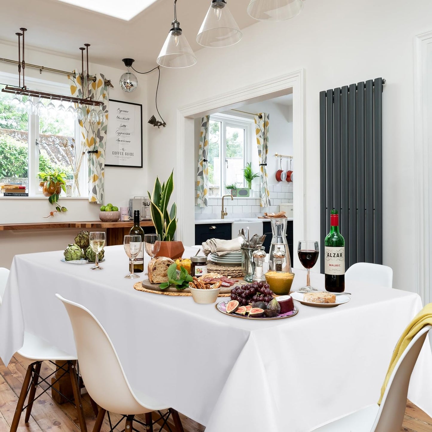 sancua 6 Pack White Tablecloth 60 x 84 Inch, Rectangle Table Cloth for 4ft Tables - Stain and Wrinkle Resistant Washable Polyester Table Cover for Dining Wedding Banquet Party Buffet Restaurant