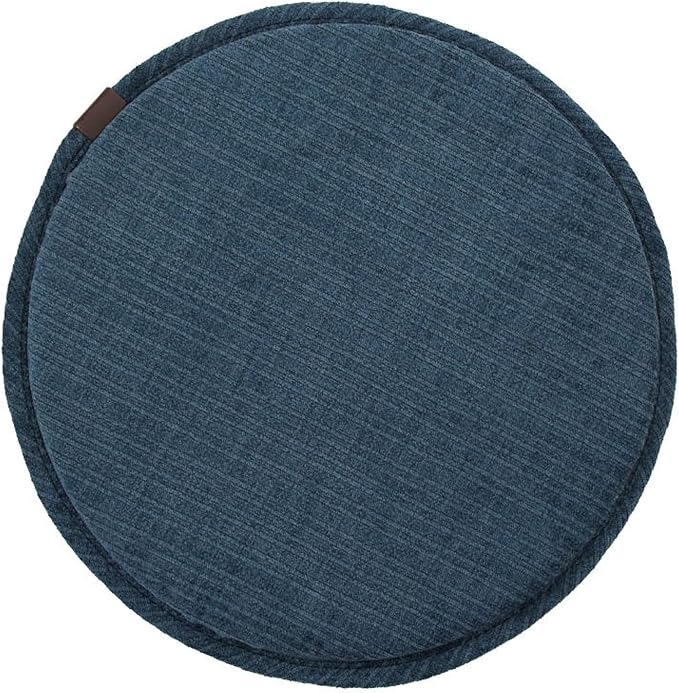 Round Seat Cushion with Ties Breathable Bar Stool Cushion Cover Tatami Pillow Kitchen, Home, Office Chair Cushion Cover (14 inch, Navy Blue)