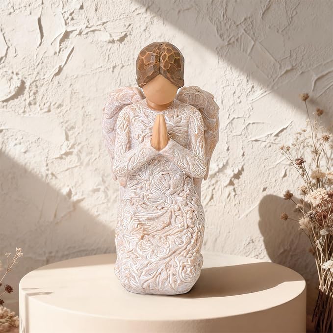 Praying Angel Figurines, Baptism Gift for Girls, First Communion Confirmation, Christian Religious Gifts for Women, Hand-Painted Sculpted Statue for Home Tabletop Decor