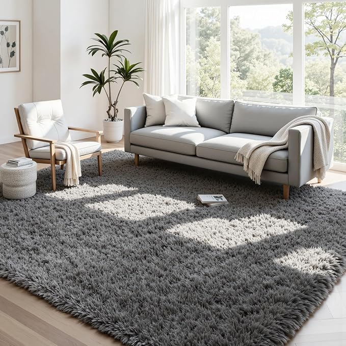 4x6 Area Rugs for Living Room Rug: Soft Fluffy Shag Light Gray Rugs for Bedroom, Non-Slip Large Fuzzy Plush Rug Indoor Floor Carpet for Nursery Kids Boys Girls Room, Dorms, Playroom, Modern Home Decor