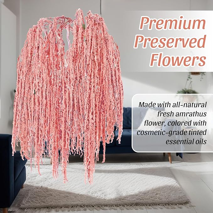 Suncalla 12 Pcs Pink Spring Natural Dried Amaranthus Hanging Flowers Amaranthus Artificial Flowers for Wedding Arch Bouquet Floral Garland Wall Home Decoration (23 Inch)