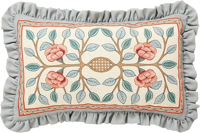 bilin gaier Orange Throw Pillow Covers,Cottage Rustic with Blooming Floral Pattern Linen Pillowcases,Decor Lumbar Pillows Cushion Covers for Couch Sofa Bed Chair Car,12x20 Inches