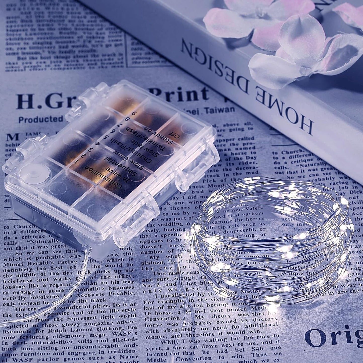 2 Pack 65.6 Ft. Battery Operated Outdoor String Lights with Remote & Timer, LED Cool Whit Fairy Lights, Waterproof Twinkle Lights for Bedroom, Dorm, Mason Jar, Wedding, Party, Christmas