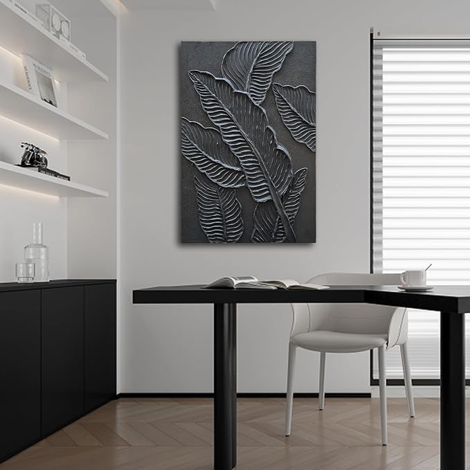NANKAI Art Hand-Painted Black Thick Textured Art Oil Painting 36x24 inch Contemporary Abstract Art Painter's Living Room Corridor Wall Decoration