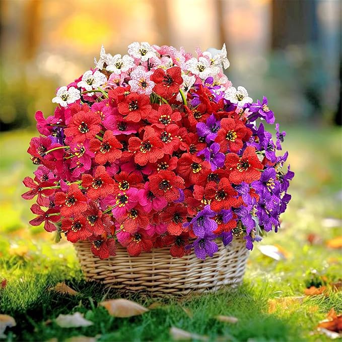 Colorful 20 Bundles Artificial Flowers for Outdoors,MixColors Fake Silk Flowers with Plastic Plants for Outside,Faux mums Realistic Flowers for Window Box Yard Fuchsia Balcoy Dector (Mixed Color)