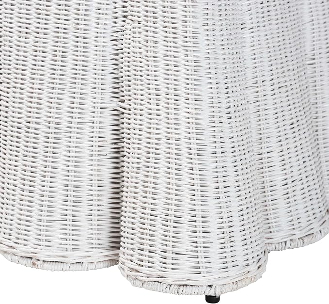 Bali & pari Palm Bohemian White Scallop Rattan Ottoman