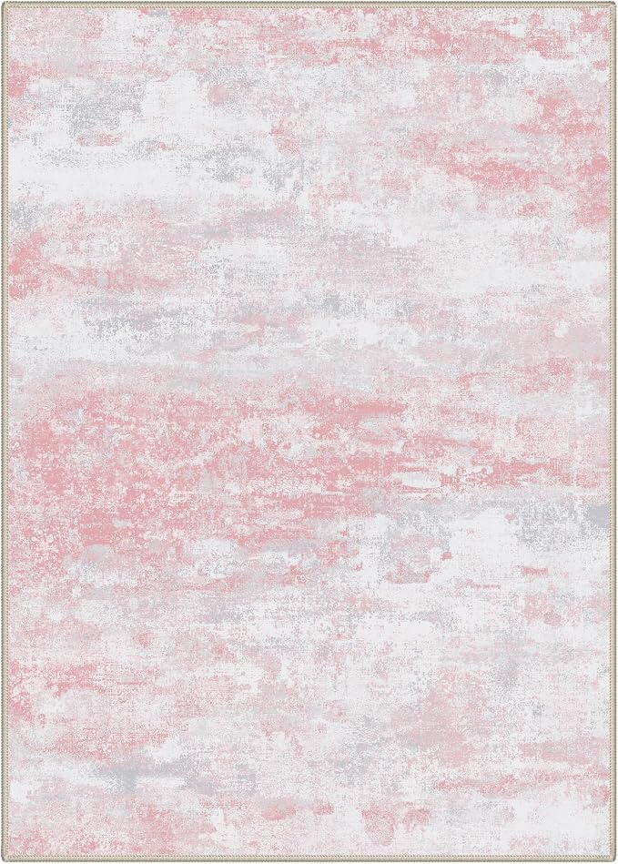 BEIMO Area Rugs 6x9 for Living Room Bedroom, Modern Abstract Machine Washable Rug, Large Soft Low Pile Floor Carpet with Non Slip Backing for Dining Room, Pink