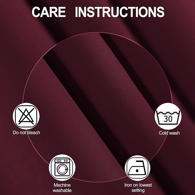 LEMOMO Burgundy Red Thermal Blackout Curtains/52 x 108 Inch/Set of 2 Panels Room Darkening Curtains for Bedroom