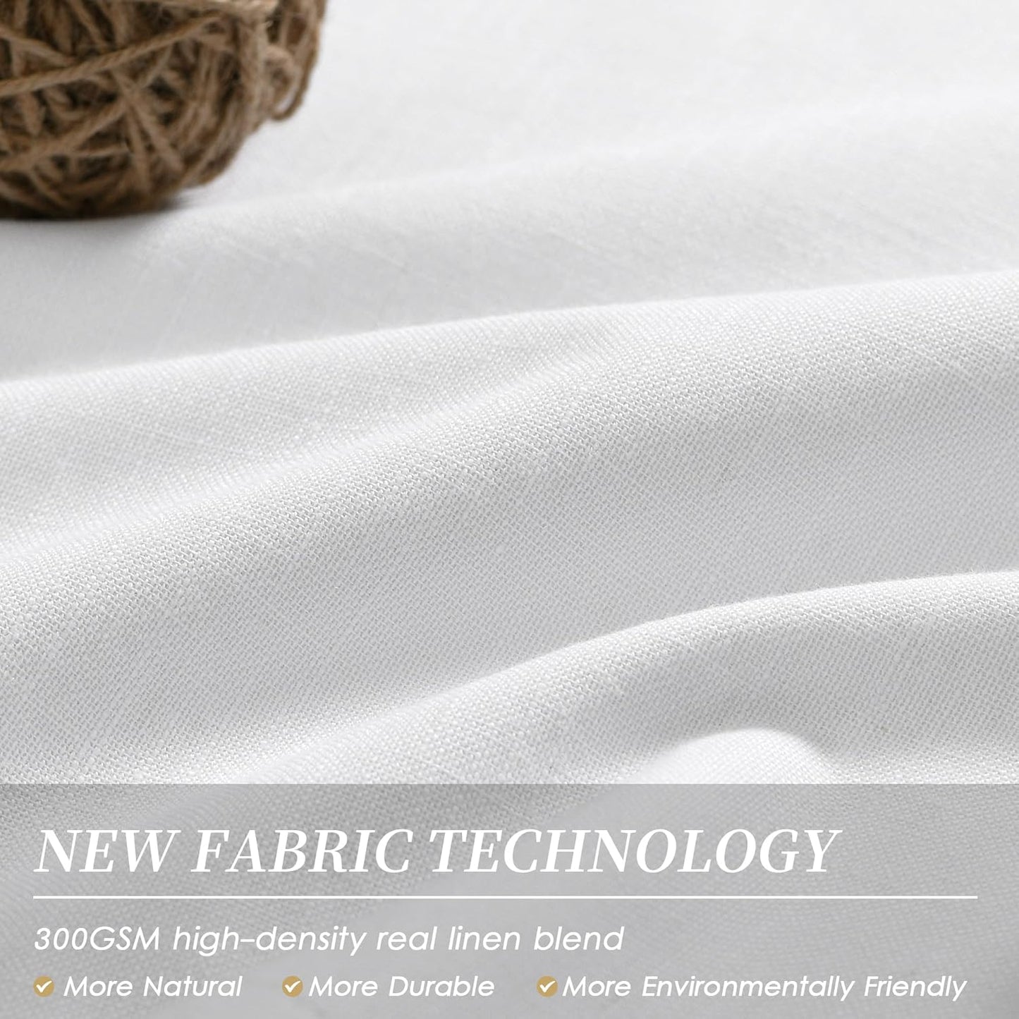 White Linen Textured Bedroom Curtains Back Tab 100% Blackout 102 Inch Room Darkening Curtains Thermal Insulated Heat Blocking Noise Reducing Drapes for Living Dining Room Modern Cottage Home Decor