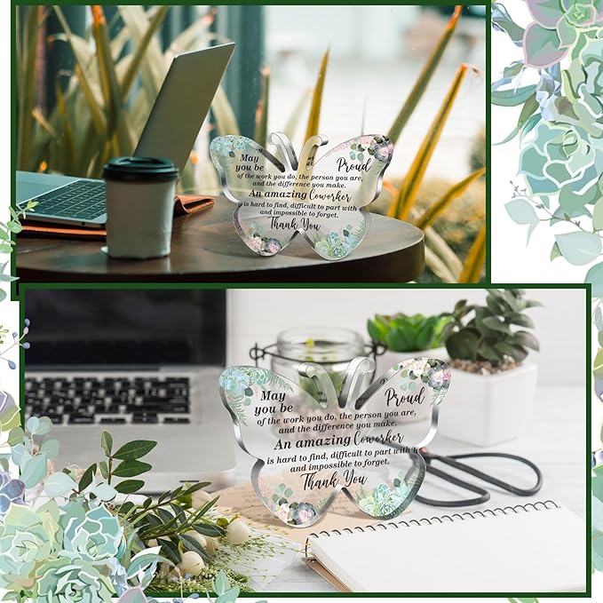 Yinder Thank You Gifts for Women Appreciation Gifts for Coworker Employee Nurse Teacher Leader Boss Inspirational Quotes Acrylic Desk Decor for Home Office Farewell Retirement