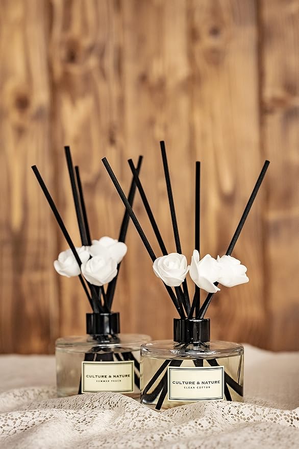 CULTURE & NATURE Reed Diffuser Set 6.7oz (200ml) Lily of the Valley Scented Diffuser with Sticks Home Fragrance Reed Diffuser for Bathroom Shelf Decor