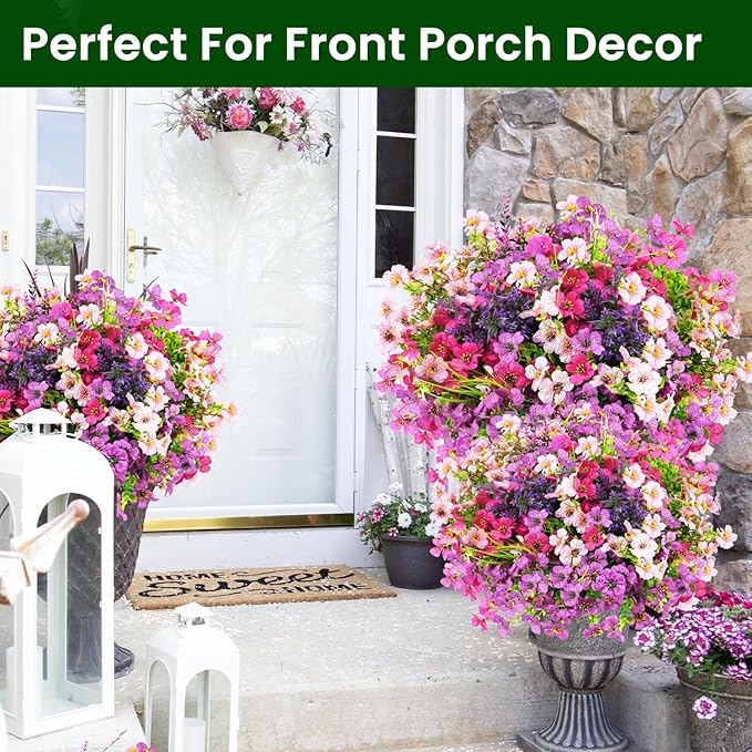 trytuny Artificial Flowers for Outdoor, UV Resistant Realistic Fake Flowers and Faux Plants for Indoor Outdoor, Garden Patio Porch Window Box Decor All Year (20pcs - Mixed Color)