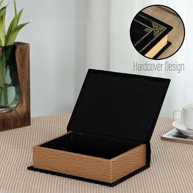 Decorative Vintage Book Shaped Trinket Storage Box - Black