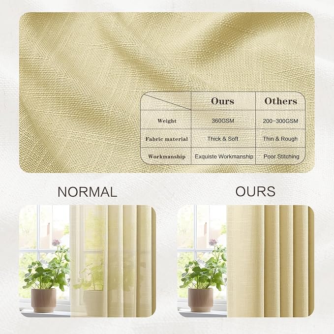 Pinch Pleated Extra Wide Linen Curtains 102 Inch Long for Sliding Glass Door, Grey Beige Light Filtering Curtain Textured Semi-Sheer Pleat Drapes with Hooks 60 Inch Width for Living Room Farmhouse
