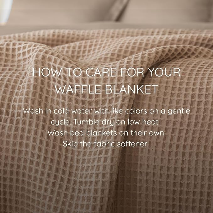 Premium Waffle Throw Blanket Queen Size Brown - Premium Quality, 100% Turkish Cotton, Light and Airy Waffle Weave All-Season Quilt - Lux Decorative Bedspread (Brown, Queen 91" x 95" Inch)