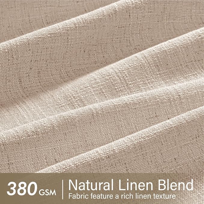 MIULEE Pinch Pleated Thick Linen Curtains 96 Inches Long 2 Panels for Living Room Bedroom, Memory Trained Pleat Drapes Light Filtering Sand Beige Semi Sheer Window Curtains Hooks Rings Back Tab