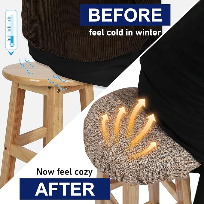 SINOSSO Modern Bar Stool Cushion Dia.13, Fashion Interweaving Design Anti-Skid Silicone Round Stool Seat Cushion Cover Padded (Light Brown, M,1)