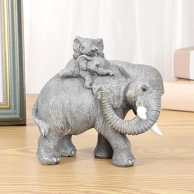 Good Luck Decorations Elephant Gifts for Women,Unique Figurines Decor for The Home, Room,Bathroom,Bedroom,Classroom Shelf Décor (Gray)