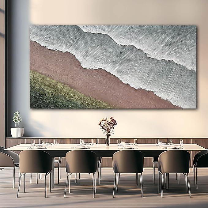 SHEYOYE Large Abstract Green Canvas Wall Art and White Home Decor Beach Wall Art | Dining Room Wall Decor for Living Room, Bedroom & Office 29" x 58"
