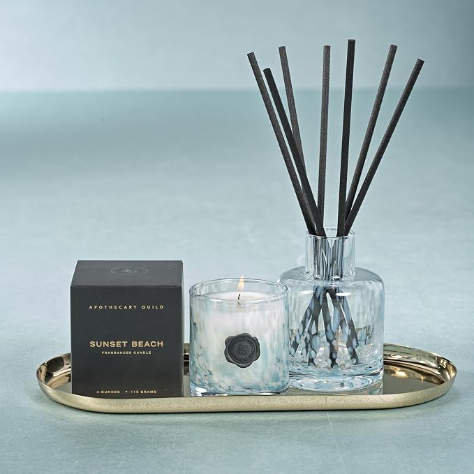 Zodax Apothecary Guild Scented Opal Glass Jar Candle in Gift Box - 4 oz - Sunset Beach