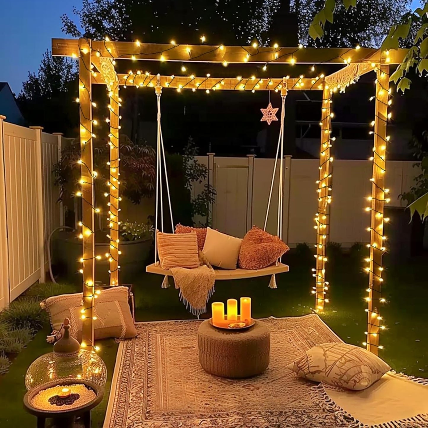 JMEXSUSS 2 Pack Solar String Lights Outdoor Waterproof - Total 400 LED 151FT Solar Christmas Lights Outdoor, 8 Modes Warm White String Light for Outside Patio Yard Tree Garden Christmas Decorations