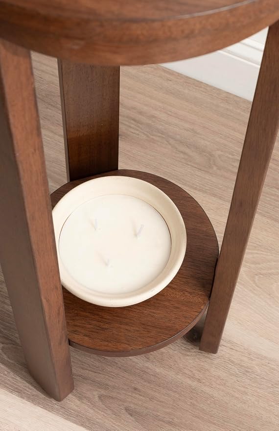 Kate and Laurel Foxford Modern Tiered Round Drink Table, 12 x 12 x 30, Walnut Brown, Transitional Two-Tier Circle Plant Stand for Use as Living Room Pedestal Table or Small Bedroom Nightstand