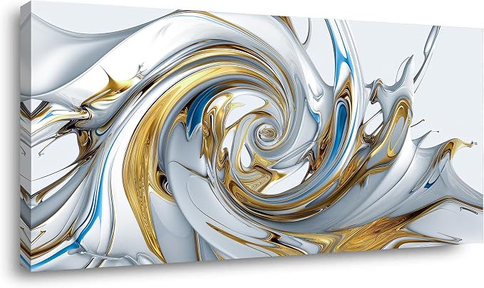 Ggaafet Gold Abstract Wall Art for Living Room Canvas Painting Prints Beautiful Liquid Vortex Art Deco Modern Artwork Office Bedroom Family Room Decor Extra Large