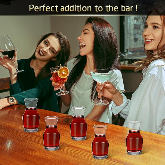 Remagr 42 Pack Single Serving Wine Carafe Glass Small Mini Carafe Individual Wine Refill Decanter for Dinner Parties Tastings Bars Restaurants (6.5 oz)