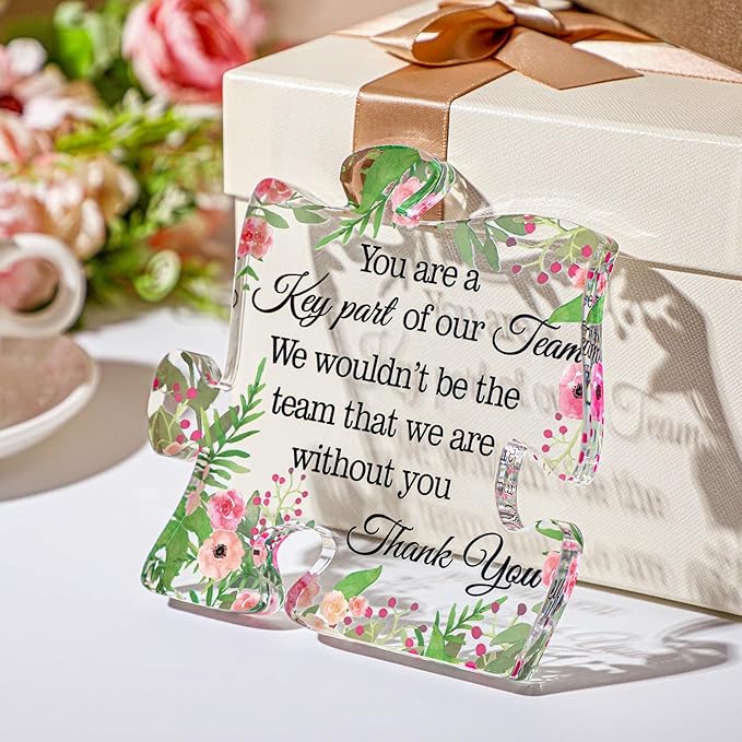 Yinder Thank You Gifts for Women Appreciation Gifts for Coworker Employee Nurse Teacher Leader Boss Inspirational Quotes Acrylic Desk Decor for Home Office Farewell Retirement