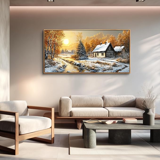 XIGUANGART Large Canavs Wall Art,Landscape Wall Art,Forest Pictures for Bedroom,Nature Paintings Wall Decor,Cottage Artwork for Walls,Vintage Rustic Farmhouse Art Prints for Living Room Kitchen Office
