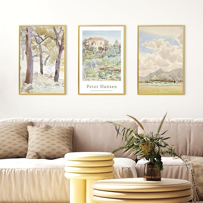 upsimples 16x24 Picture Frame Gold 3 Pack, Scratch-Proof Poster Frames 16 x 24 for Photo Gallery - Slide-In Strips, Horizontal or Vertical Wall Mounting
