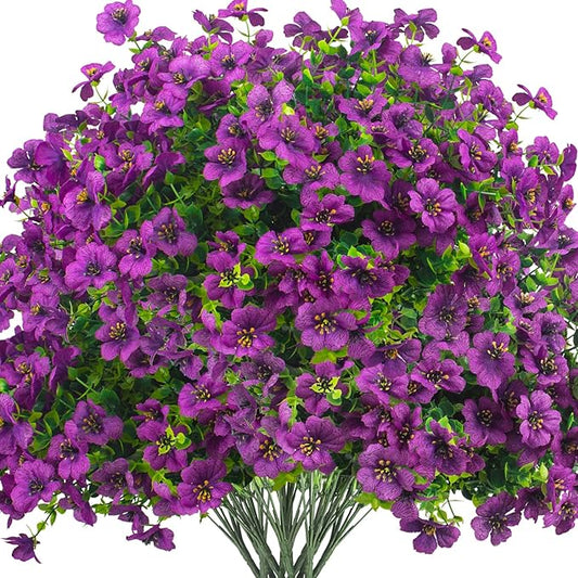 Grunyia Artificial Fake Flowers for Outdoor Spring Decoration, 16 Bundles Faux Silk Colorful Daisy UV Resistant Realistic for Outside Porch Patio Home Yard Garden Planters Pots Window Box (Purple)