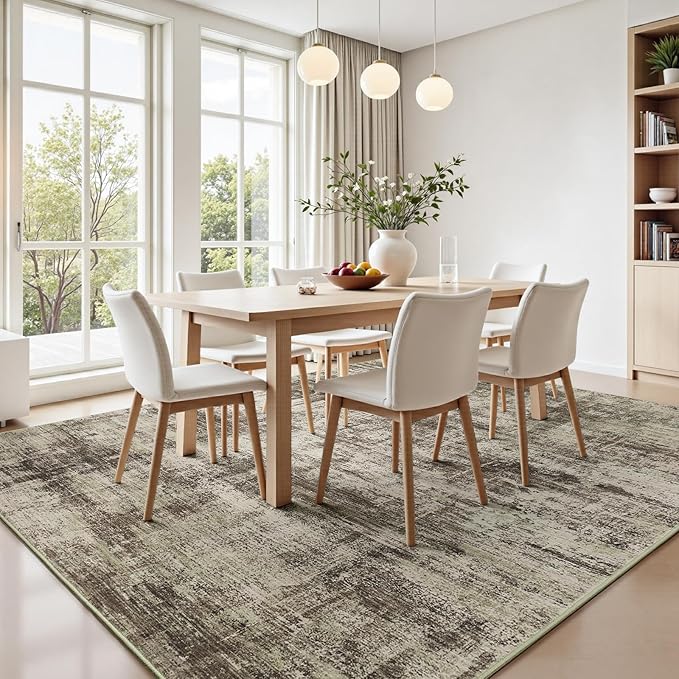 Lofus 8x10 Area Rug for Living Room, Brown Abstract Large Rugs with Non-Slip Backing, Neutral Modern Washable Carpet for Bedroom Dining Room Home Office Nursery Indoor