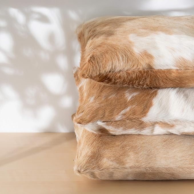 ecowhides 100% Genuine Brazilian Cowhide Pillow Cover – Luxury Leather Decorative Cushion for Rustic & Western Home Décor