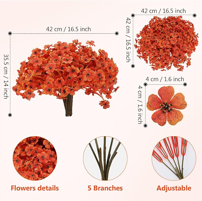 Geegoods Artificial Mum Flowers for Outdoors, 32 Bundles UV Resistant Faux Plastic Mum Flowers for Halloween Front Door Porch Patio Yard Balcony Decor