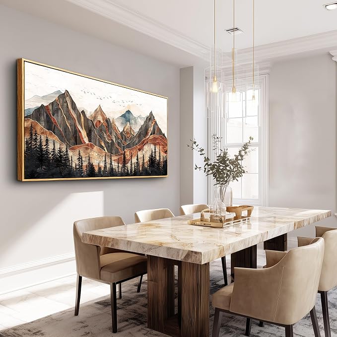 XIGUANGART Mountain Landscape Abstract Pictures Canvas Wall Art For Living Room Print Painting Artworks Nature Forest Large Framed Wall Decor For Bedroom Office Modern Home Decorations 24x48
