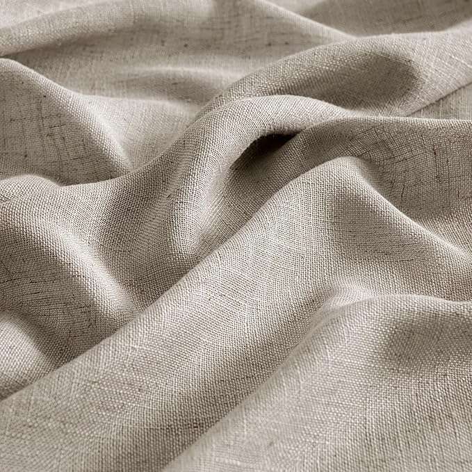 MIULEE Burlywood Birch Linen Curtains 63 Inch Length 2 Panels for Bedroom Living Room, Soft Linen Textured Window Drapes Semi Sheer Light Filtering Back Tab Rod Pocket Farmhouse Burlap Look Decor