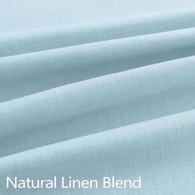 Light Blue Linen Curtains 108 Inch Long 2 Panels for Large Window Living Room Pinch Pleated Sky Blue Green Curtain Semi Sheer Light Filtering Drape for Bedroom Patio Door Ceiling Floor Length Back Tab