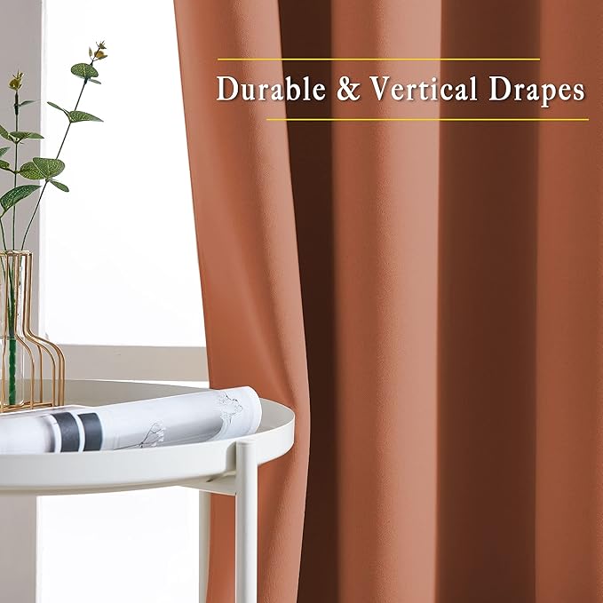 NICETOWN Burnt Orange Curtains 84 inches Long, Grommet Room Darkening Thermal Insulated Sound Dampening Window Treatments for Bedroom/Home Office, 2 Panels, W46 x L84
