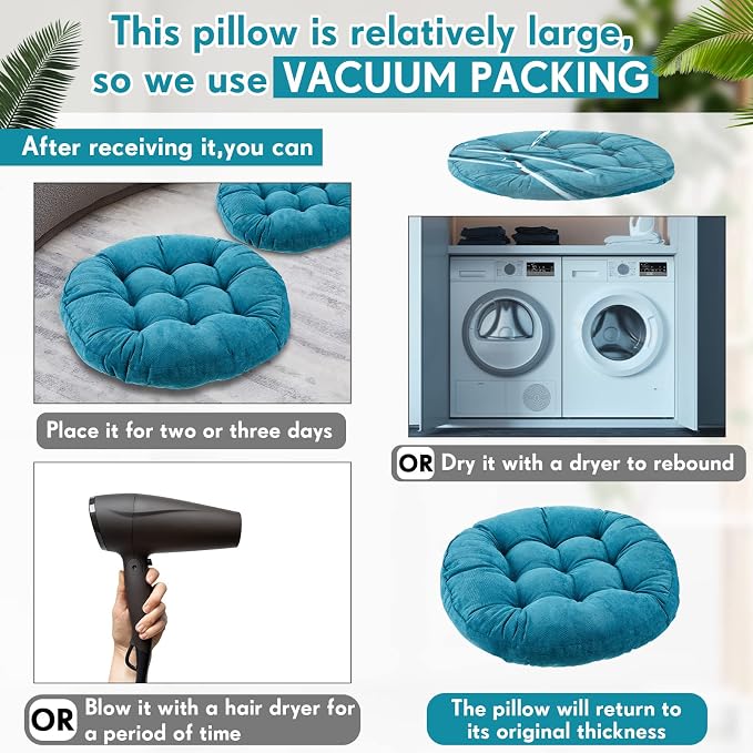 Jerify 6 Pcs Floor Pillow Cushions Large Round Square Large Meditation Floor Pillow for Classroom Adult Meditation Picnic Party Seating Learning Daycare School (Round,Aquamarine)