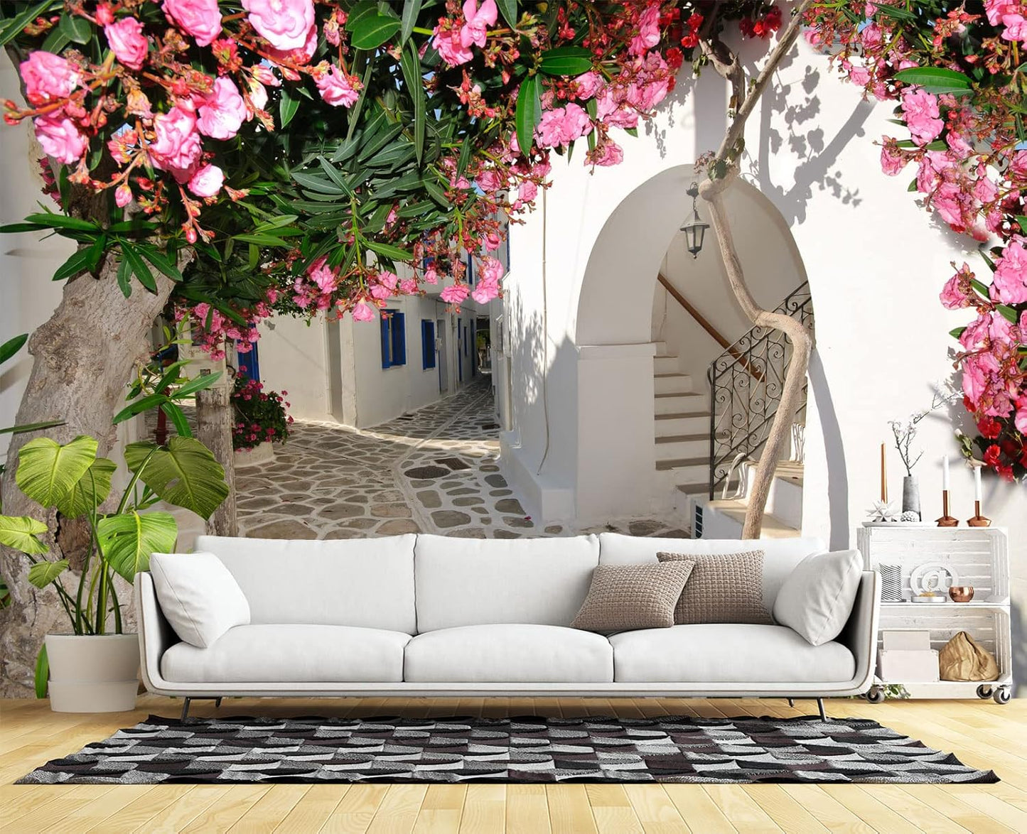 Traditional Backalleys of Amorgos Greece Wall Mural Wallpaper for Bedroom 178" x 117"